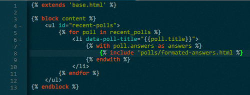 Django template highlighting